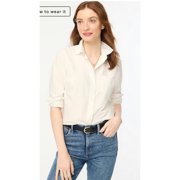 J.Crew Womens $80 Petite Button Up cotton Poplin Shirt Size PXS AL530 - Picture 1 of 6